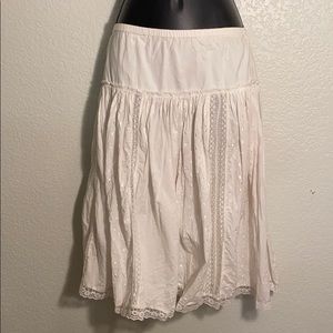 Vintage white gathered midi skirt